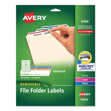 Avery® Removable File Folder Labels With Sure Feed Technology, 0.66 X 3.44, White, 7-sheet, 36 Sheets-pack freeshipping - TVN Wholesale
